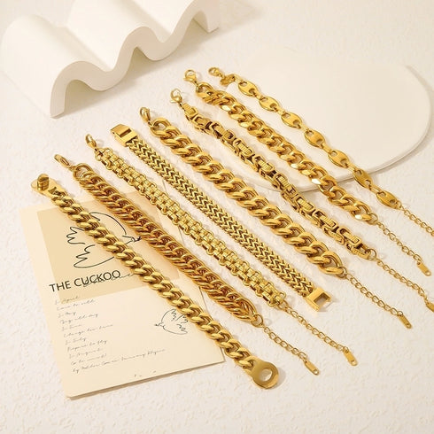 Hip-Hop Retro Lock 304 Stainless Steel Bracelets In Bulk