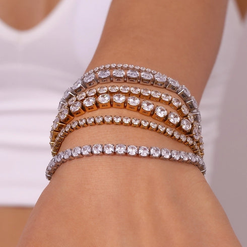 Tennis Stainless Steel 18K Gold Plated zircon bracelet