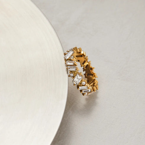 PVD Coated Real Gold Plated Irregular Steel Basic Waterproof Non Tarnish Rings