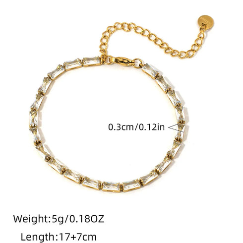 PVD Coated Real Gold Plated 18K Gold Geometric 304 Stainless Steel Imitation Diamond Rhinestone Casual Elegant Retro Waterproof Non Tarnish 304 Stainless Steel Lobster Trigger Clasp Closure Bracelets