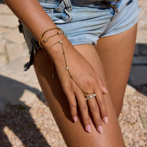 PVD Coated Real Gold Plated Irregular Steel Basic Waterproof Non Tarnish Rings