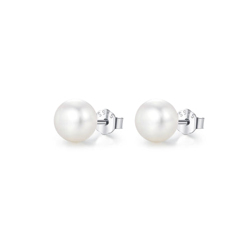 Freshwater pearl sterling silver ear studs
