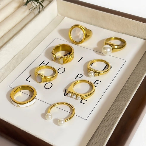 18K Gold Plated Shell Rings