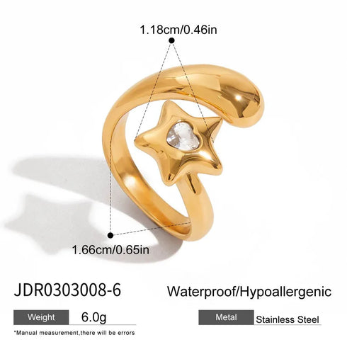 PVD Coated Real Gold Plated Geometric 316 Stainless Steel Classical Romantic Waterproof Non Tarnish Rings Bracelets