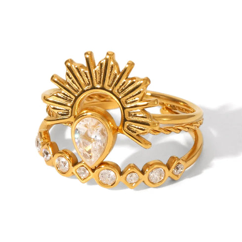 Star Flower Bow Knot 304 Stainless Steel Open Rings