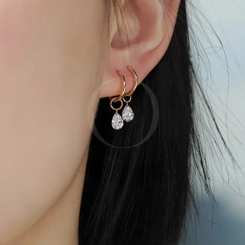 S925 Pure Silver 14K Gold Plated Waterdrop Earrings Women's Unique Design Sensation Ear Jewelry Simple Style Geometric Pattern