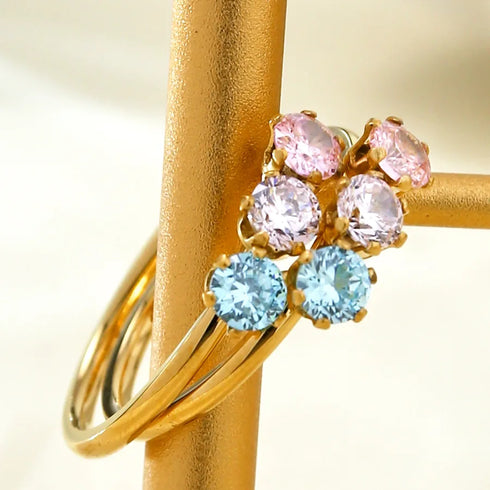 Elegant Fashion Simple High-Grade Inlaid Zircon Ring Stainless Steel 18K Gold Plating Women's Ring Exquisite Female Ornament