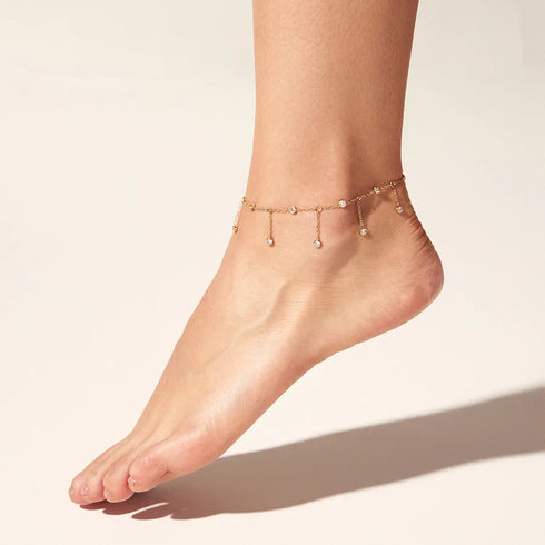 Zircon 16K Gold Plated Inlay Anklet