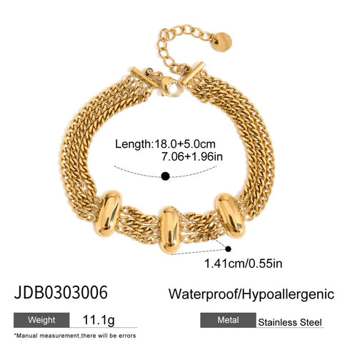 PVD Coated Real Gold Plated Geometric 316 Stainless Steel Modern Style Waterproof Non Tarnish Rings Bracelets Necklace