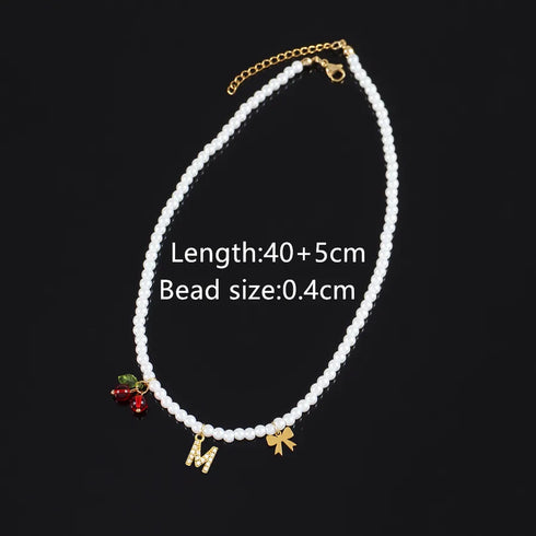 Elegant Classic Style Letter Cherry Artificial Pearl Necklaces Wholesale