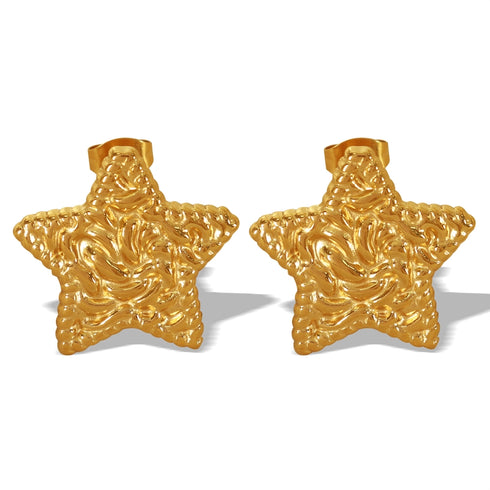 Pentagram 18k gold plated ear studs