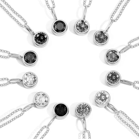 Wholesale Jewelry Simple Style Shiny Round 304 Stainless Steel Rhinestones Inlay Pendant Necklace