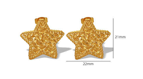 Pentagram 18k gold plated ear studs