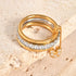 Multi-Layered Diamond Embedded Ring With Golden Circle Buckle Fashionable Style Elegant And Exaggerated Luxury For Women