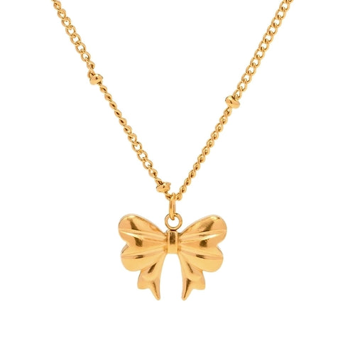 Bow Plating Pendant Necklace