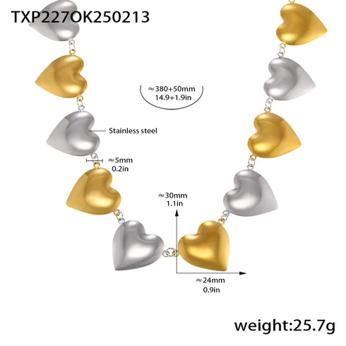 Heart Shape Stainless Steel 18K Gold Plated cute girls