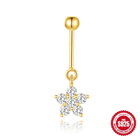 S925 Sterling Silver Love Moon Diamond Flower Vertical Bead Puncture Thread Ear Nail Hot Ear Jewelry