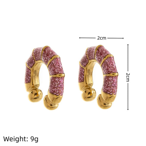 Fashionable Retro Large Hoop Earrings Gold Plated Stainless Steel Jewelry Color Retention Elegant Cute Modern Style Women's Earrings