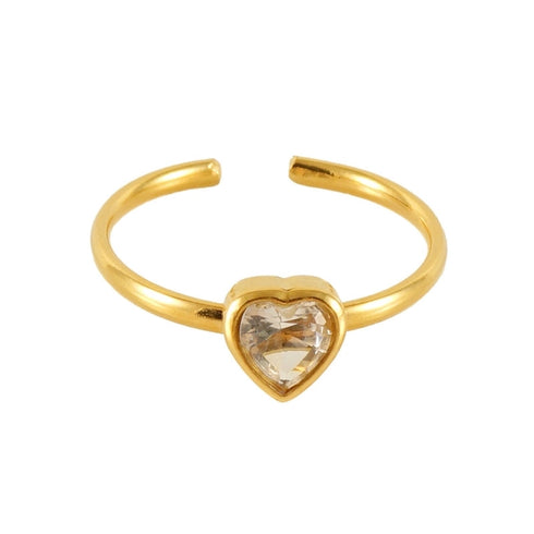 Inlay Square Heart Shape Flower Zircon Open Ring