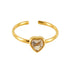 Inlay Square Heart Shape Flower Zircon Open Ring