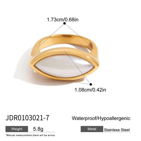 PVD Coated Real Gold Plated Geometric 304 Stainless Steel Casual Elegant Waterproof Non Tarnish Rings