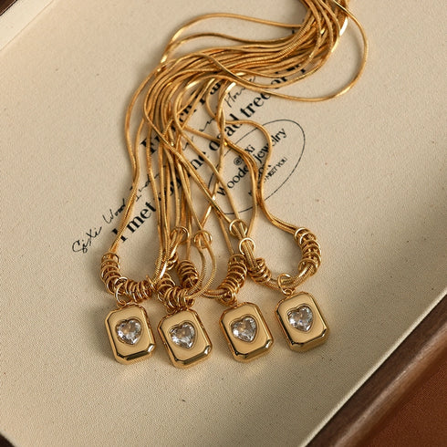 Heart shape titanium steel 18k gold plated pendant