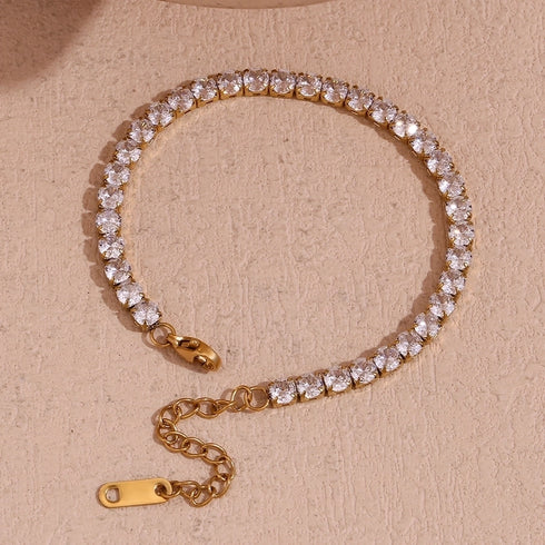 Tennis Stainless Steel 18K Gold Plated zircon bracelet