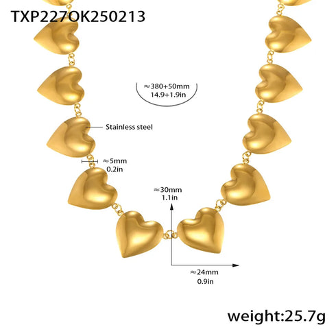 Heart Shape Stainless Steel 18K Gold Plated cute girls