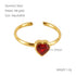 Inlay Square Heart Shape Flower Zircon Open Ring