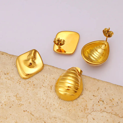 PVD Coated 18K Gold Real Gold Plated Geometric 304 Stainless Steel 316 Stainless Steel Simple Style Commute Waterproof Non Tarnish Ear Studs