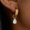 Classic Style Ladies Earrings 18K Gold Stainless Steel Zirconia Waterdrop Shaped White Zirconia Pendant Stud Earring Pair AB Version