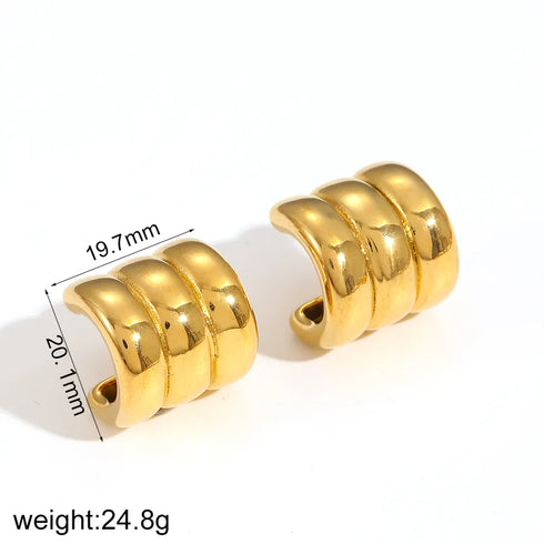 PVD Coated Real Gold Plated 18K Gold Geometric 304 Stainless Steel IG Style Waterproof Non Tarnish Ear Studs