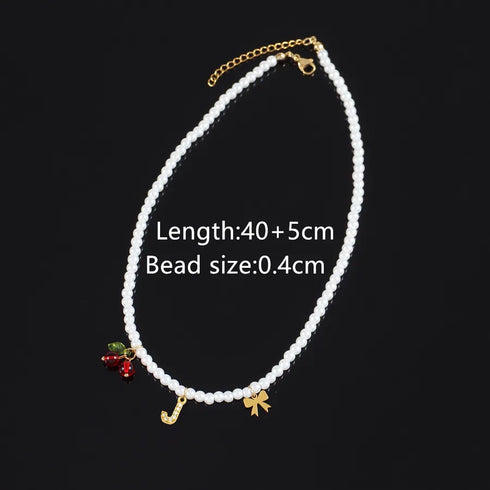 Elegant Classic Style Letter Cherry Artificial Pearl Necklaces Wholesale