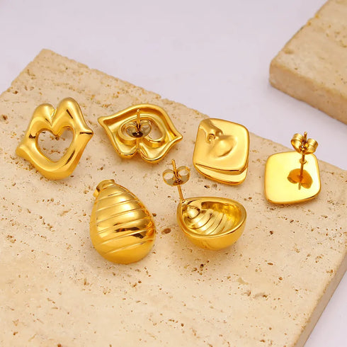 PVD Coated 18K Gold Real Gold Plated Geometric 304 Stainless Steel 316 Stainless Steel Simple Style Commute Waterproof Non Tarnish Ear Studs