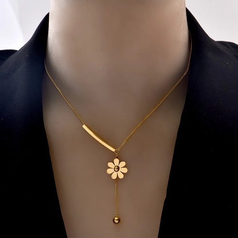 Stainless Steel 18K Gold Plated Sweet Simple Style Plating Inlay Daisy Shell