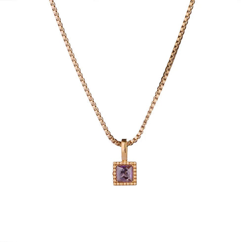Square 304 Stainless Steel Zircon Pendant Necklace