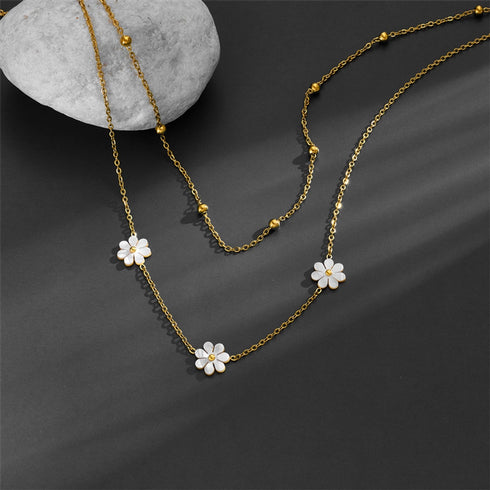 Stainless Steel 18K Gold Plated Sweet Simple Style Plating Inlay Daisy Shell