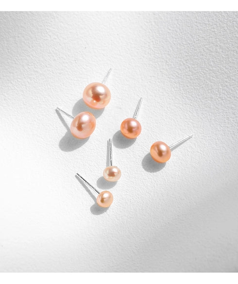 Freshwater pearl sterling silver ear studs