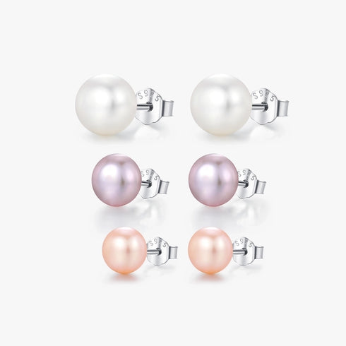 Freshwater pearl sterling silver ear studs