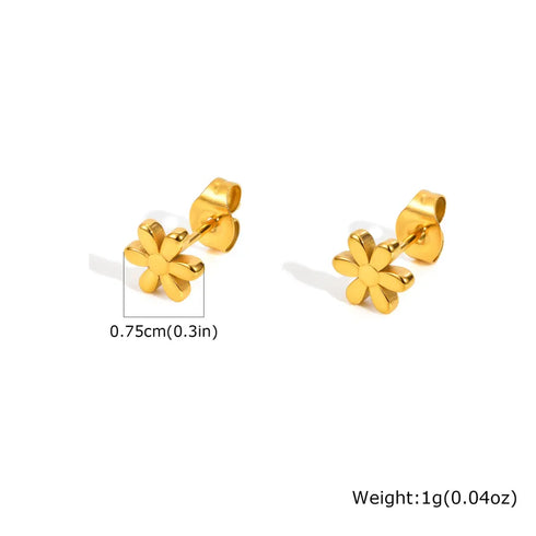 Sweet Miniature Stainless Steel Flower Earrings For Girls 18K Gold Plated Geometric Pattern Vacuum Electroplating Casual Style