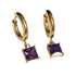 1 pair retro square inlay titanium steel zircon drop earrings