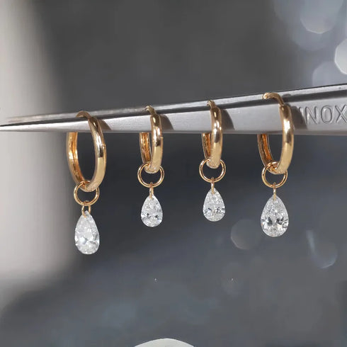 S925 Pure Silver 14K Gold Plated Waterdrop Earrings Women's Unique Design Sensation Ear Jewelry Simple Style Geometric Pattern