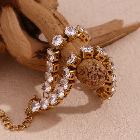 Tennis Stainless Steel 18K Gold Plated zircon bracelet
