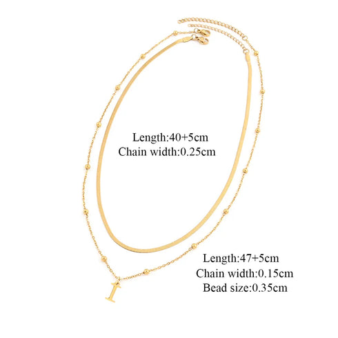 Casual Style Letter Stainless Steel Pendant Necklace with ball chain snake chain
