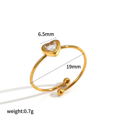 Elegant Stainless Steel Ring With Diamond And Zircon For Women Non-Fading Luxury Style Geometric Pattern Gold Plated Craft