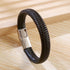 Stainless Steel Leather Braid Men's Bangle