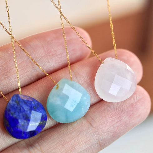 Natural stone titanium steel plating women's pendant necklace