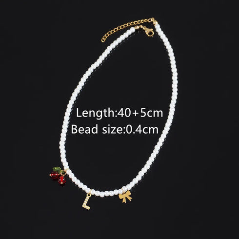 Elegant Classic Style Letter Cherry Artificial Pearl Necklaces Wholesale