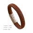 Stainless Steel Leather Braid Men's Bangle