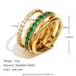 PVD Coated Real Gold Plated Geometric 304 Stainless Steel Elegant Lady Waterproof Non Tarnish Rings